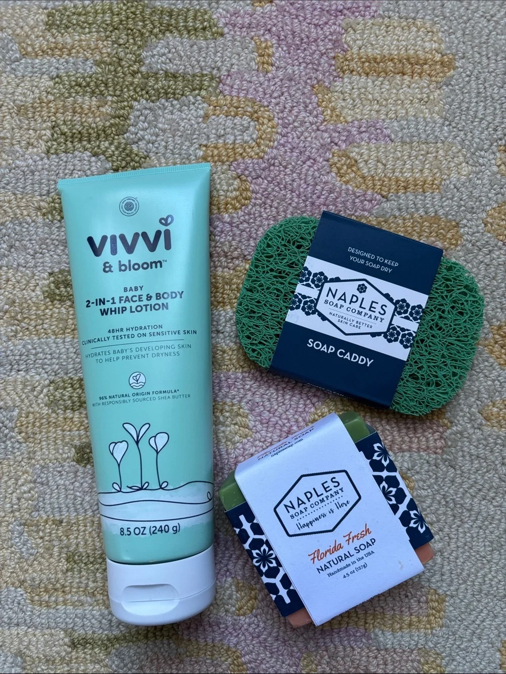 3-pc Naples Soap Company + Vivvi & Bloom 2-in-1 face + body whip lotion all NWT
